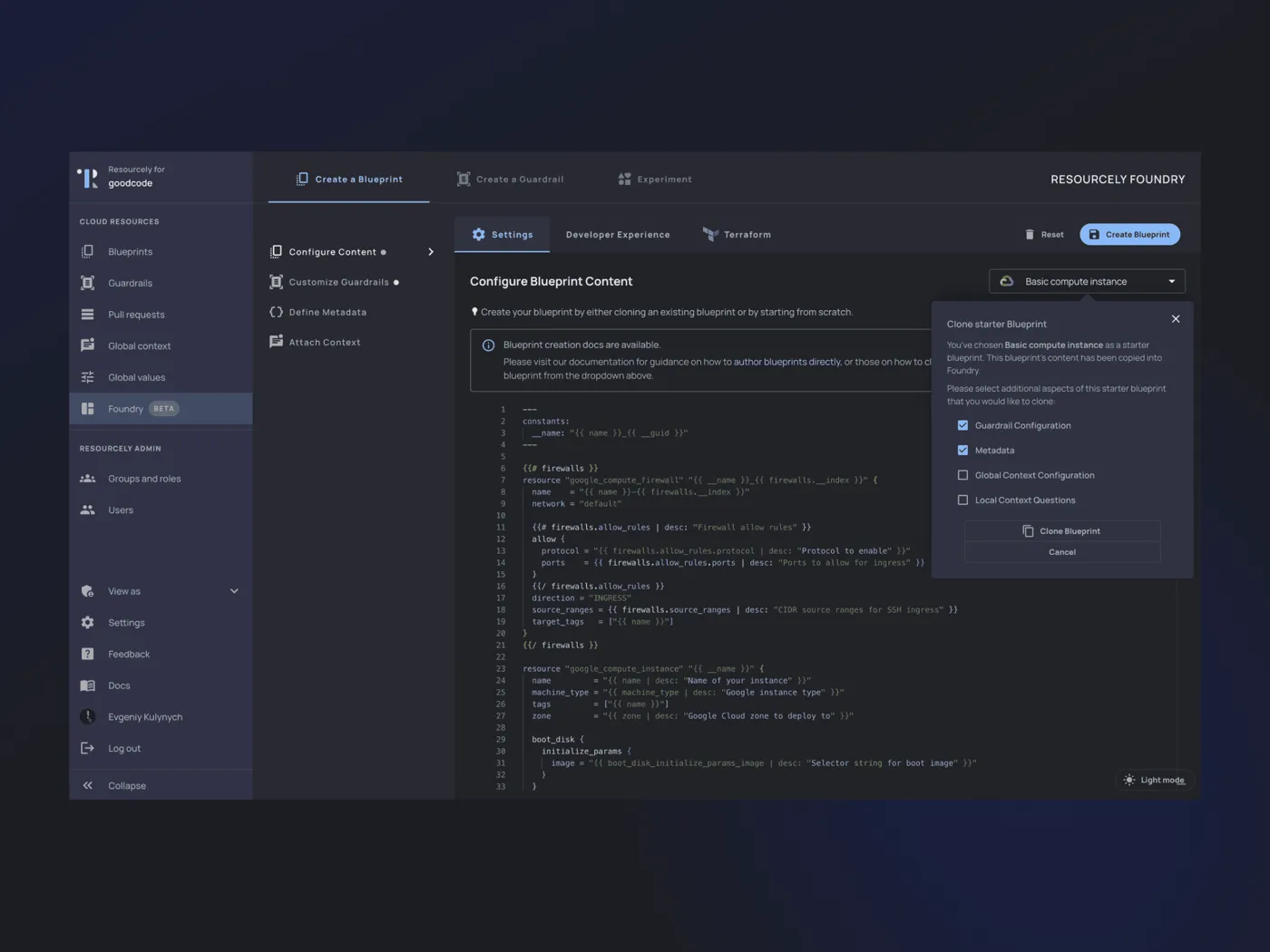 Resourcely — interface shot 2